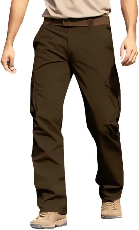 ADHOWBEW Tactical Pants Men Elastic Waist Pockets Relaxed Fit Work Construction Big and Tall Joggers