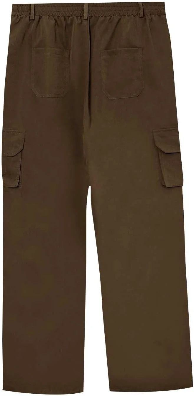 ADHOWBEW Tactical Pants Men Elastic Waist Pockets Relaxed Fit Work Construction Big and Tall Joggers