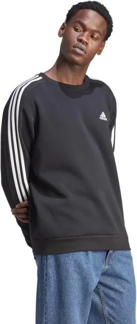 adidas Men's Essentials Fleece 3-Stripes Sweatshirt, Black, Small
