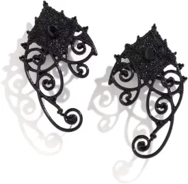 Blue Drop Gothic Elf Ear Cuffs Vintage Halloween Gothic Piercing Earrings For Women Party Cosplay Jewelry Gift