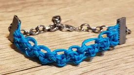 Blue Nylon Bracelet with Non Tarnish Adjustable Chain & Lobster Claw Clasp