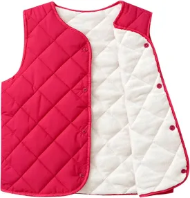 Boys Girls Quilted Puffer Vest Fleece Lined Sleeveless Lightweight Padded Down Coat Kids Toddler Winter Coat Waistcoat