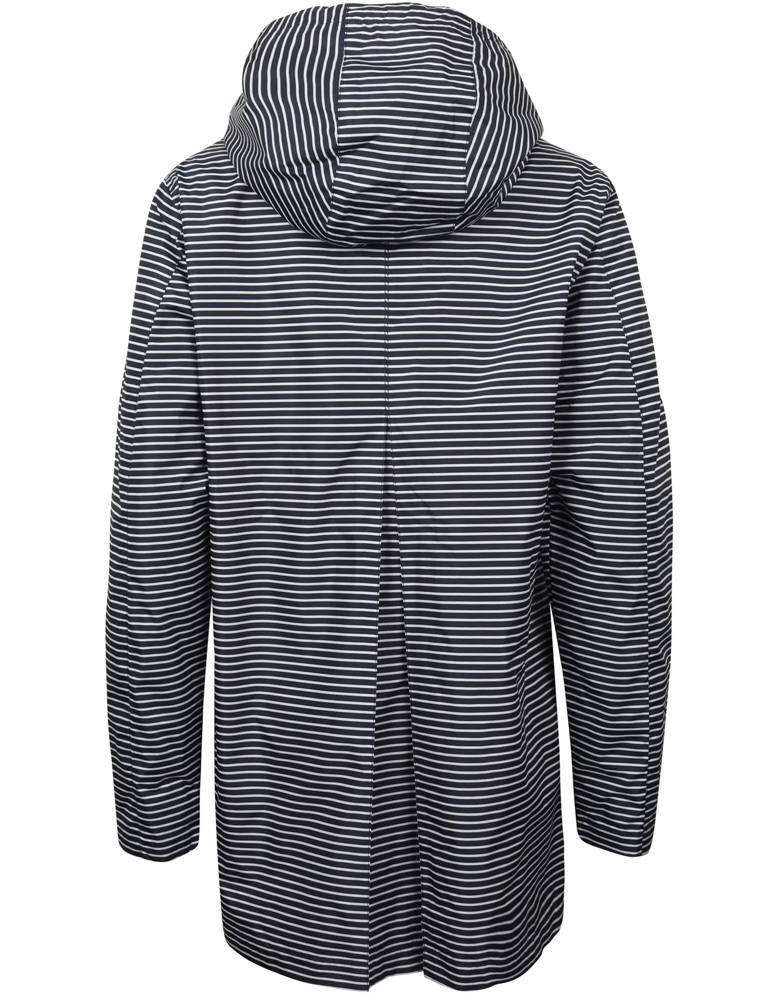Callalily Striped Shower Resistant Hooded Rain Coat in Navy / White - Northern Expo