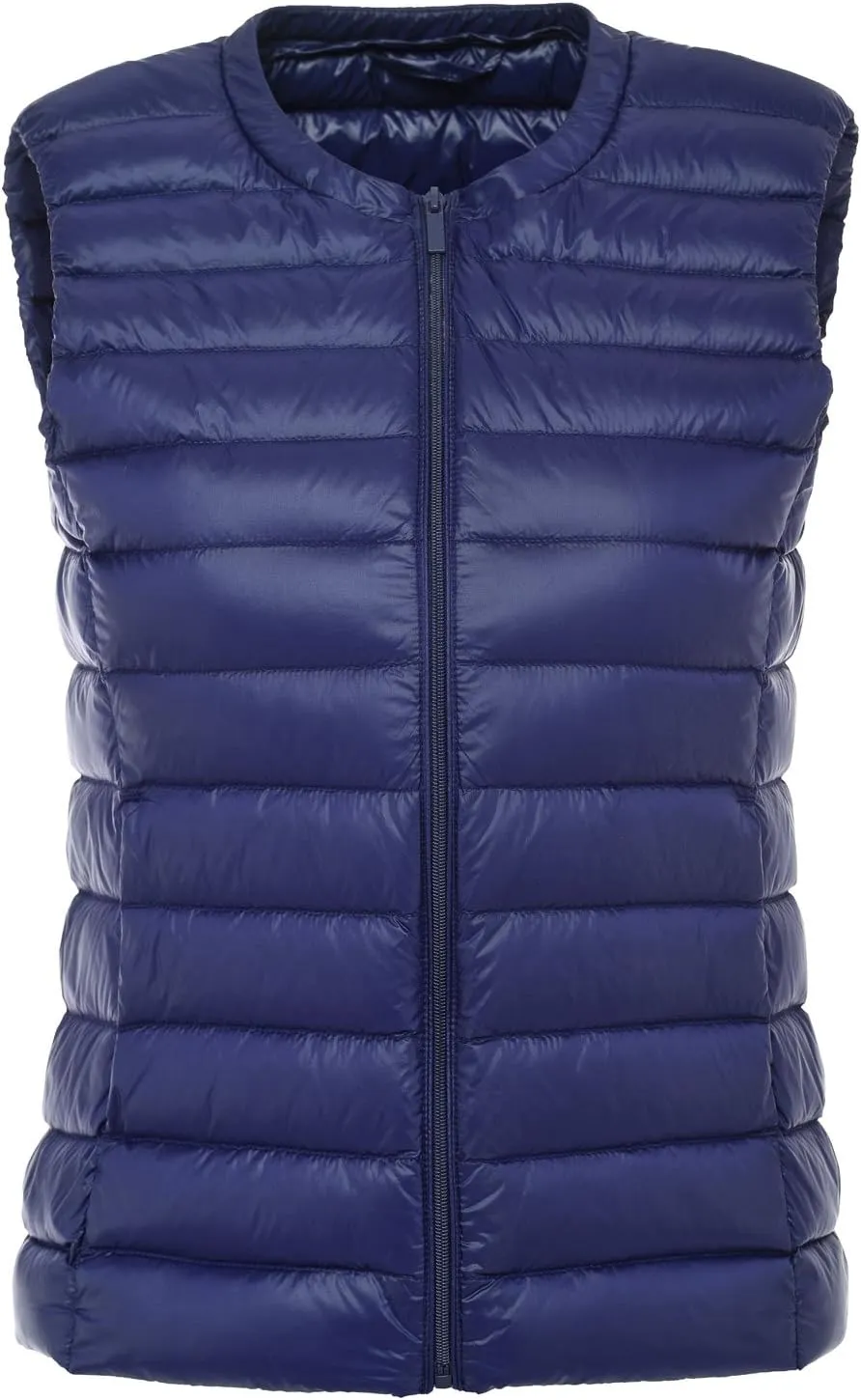 CHARTOU Women's Winter Ultralight Collarless Outdoor Puffer Down Short Vest Waistcoat