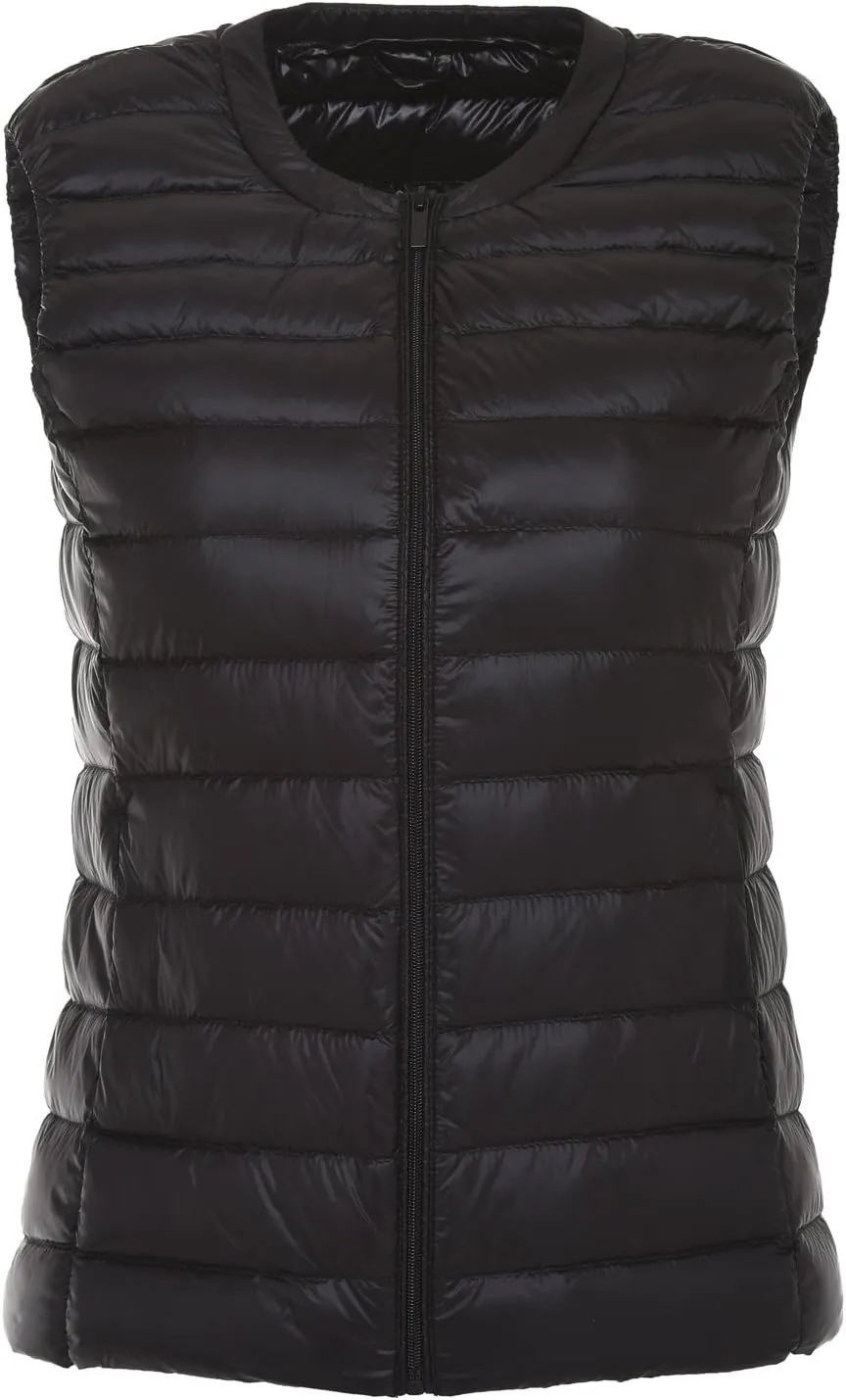 CHARTOU Women's Winter Ultralight Collarless Outdoor Puffer Down Short Vest Waistcoat
