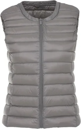 CHARTOU Women's Winter Ultralight Collarless Outdoor Puffer Down Short Vest Waistcoat