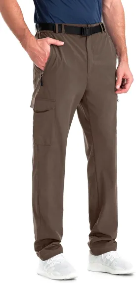 clothin Men's Elastic-Waist Travel Pant Stretchy Lightweight Pant Multi-Pockets Quick Dry Breathable