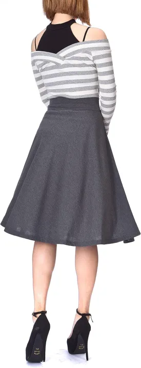 Dani's Choice Stretch High Waist A-line Flared Long Midi Skirt