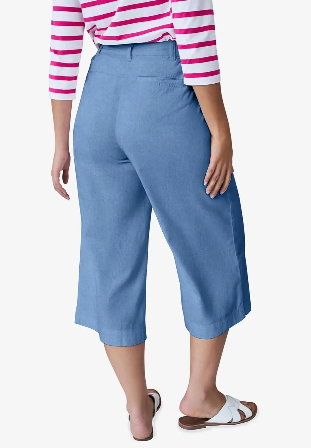 ellos Plus Size Lightweight Wide-Leg Crop Jeans