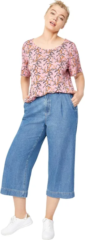 ellos Plus Size Lightweight Wide-Leg Crop Jeans