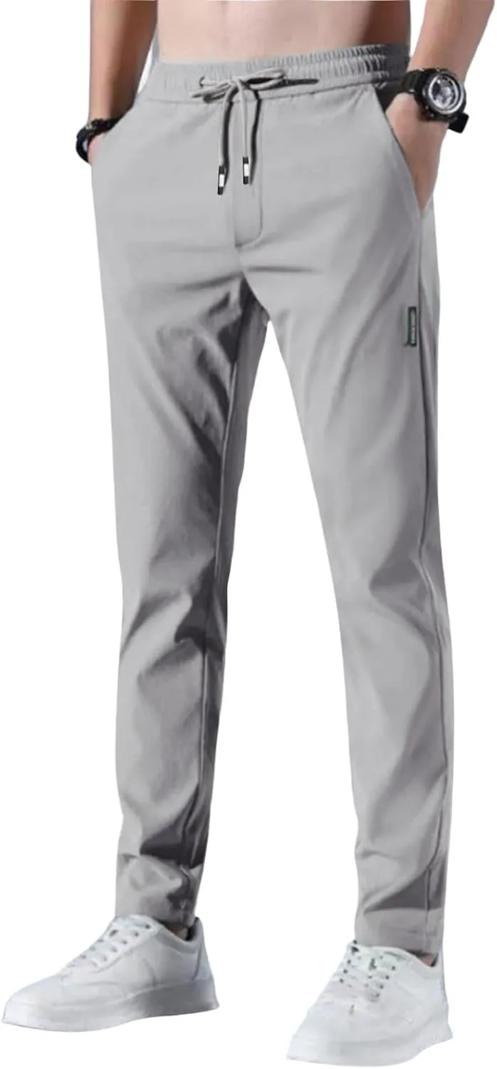 Glide Pants Men Lightweight Pull On Stretch Active Pants Palcomfy Quick Dry Water Resistant Hiking Pant with Pockets