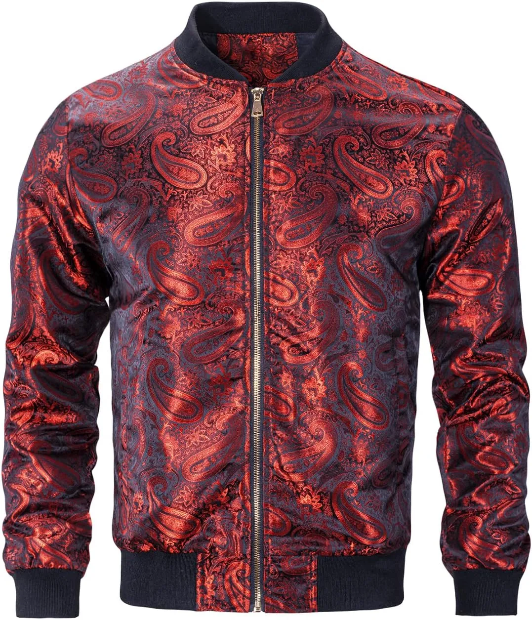 Hi-Tie Paisley Jackets for Men Lightweight Windbreaker Jacket Zipper Coat with Pockets
