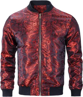 Hi-Tie Paisley Jackets for Men Lightweight Windbreaker Jacket Zipper Coat with Pockets