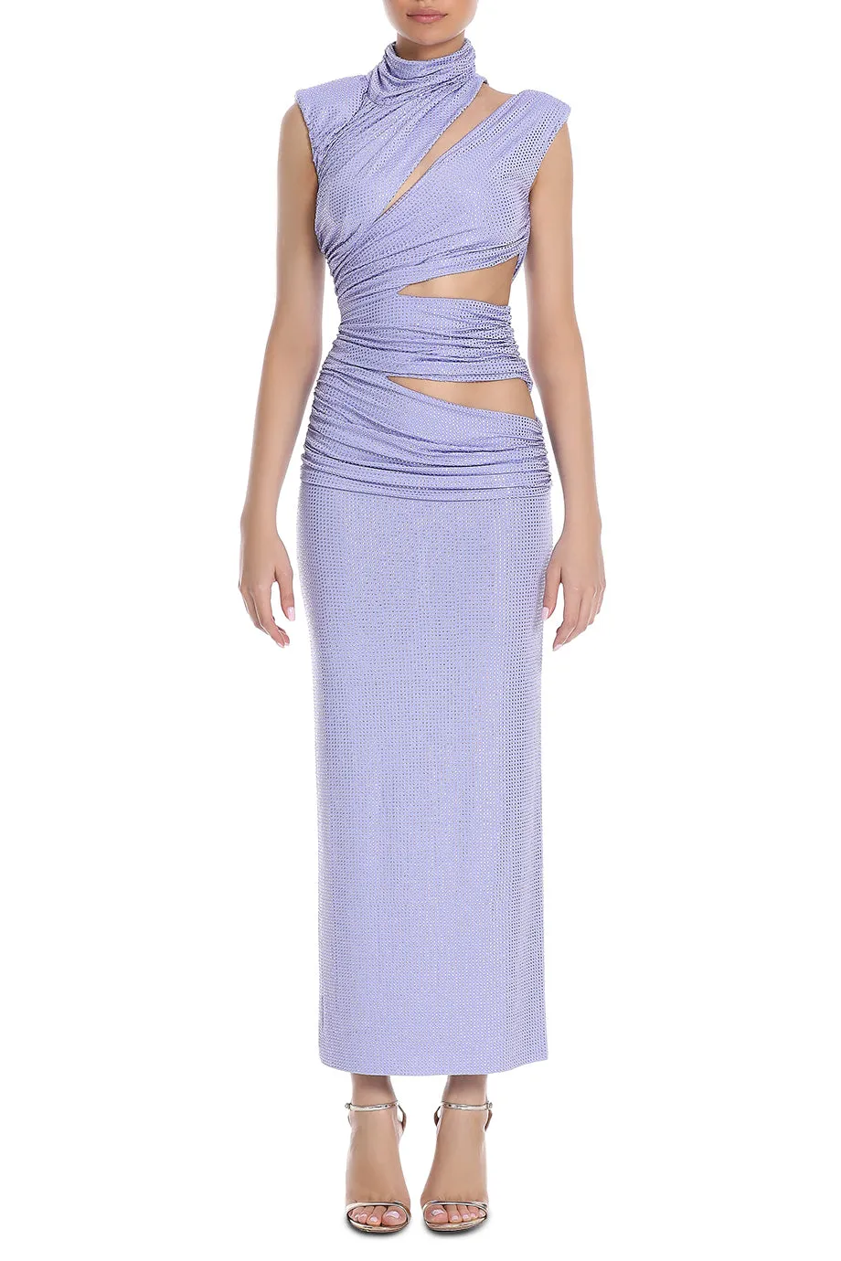Hotfix Jersey Maxi Dress With Split Cut Outs