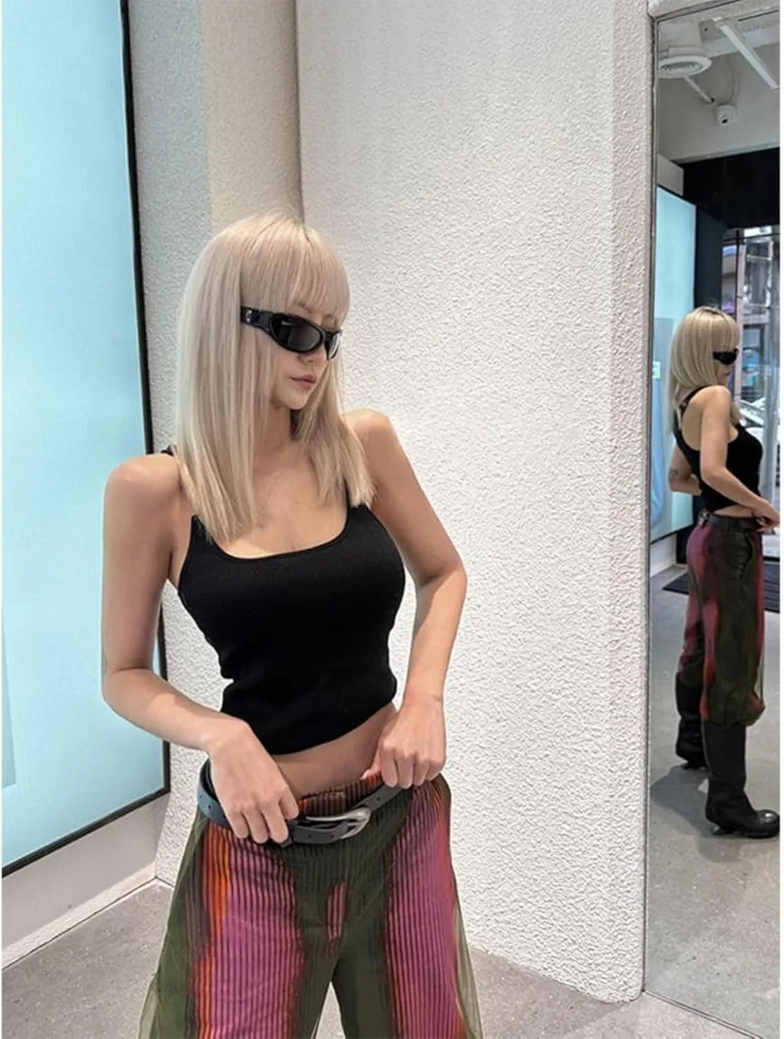 Invisible Strap Tank Tops Y2k Aesthetic Sexy Tank Tops for Women Thin Strap Tank Tops