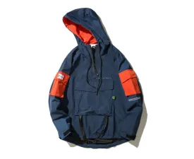 Jacket colorblock hooded windbreaker jacket