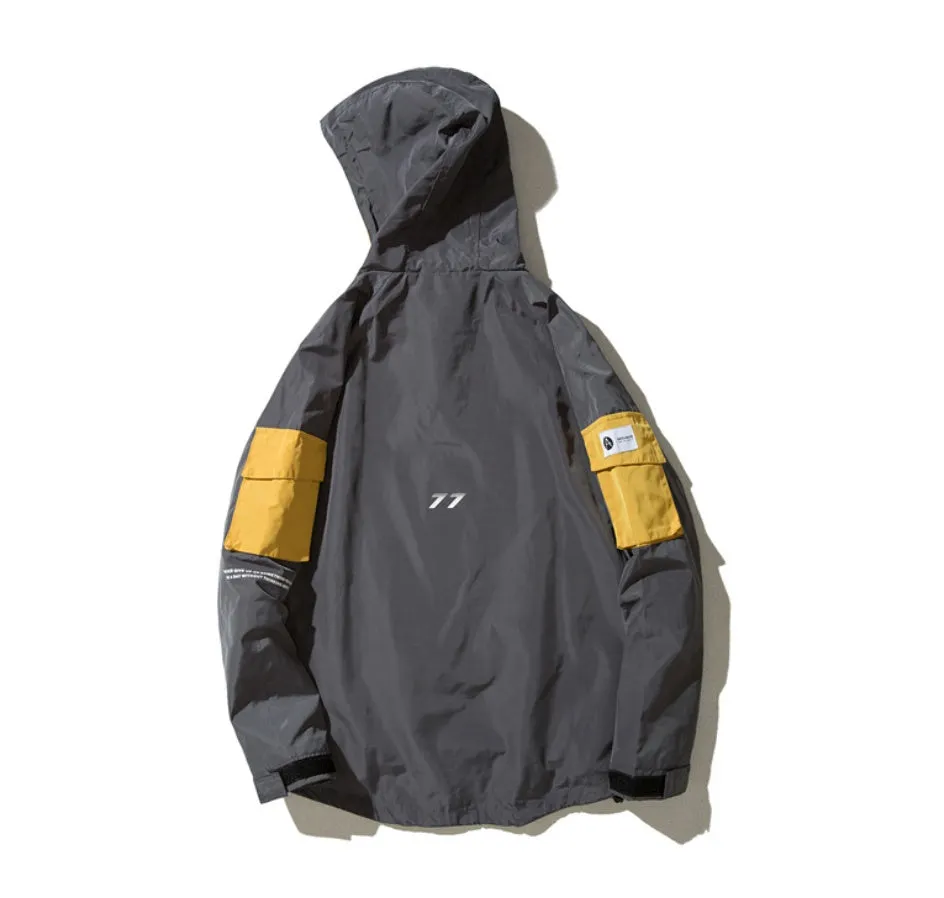 Jacket colorblock hooded windbreaker jacket