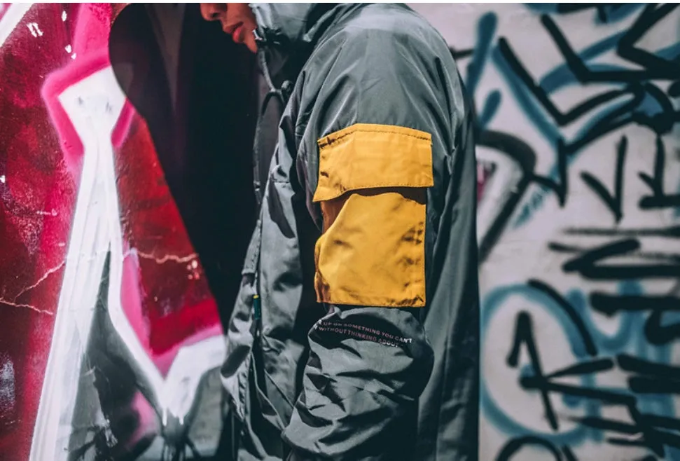 Jacket colorblock hooded windbreaker jacket