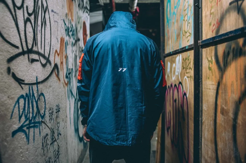 Jacket colorblock hooded windbreaker jacket