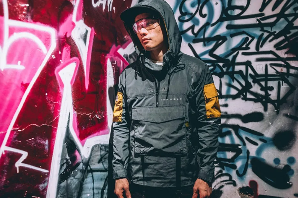 Jacket colorblock hooded windbreaker jacket