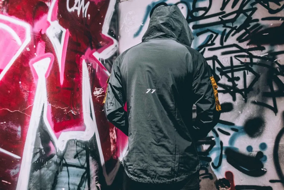 Jacket colorblock hooded windbreaker jacket