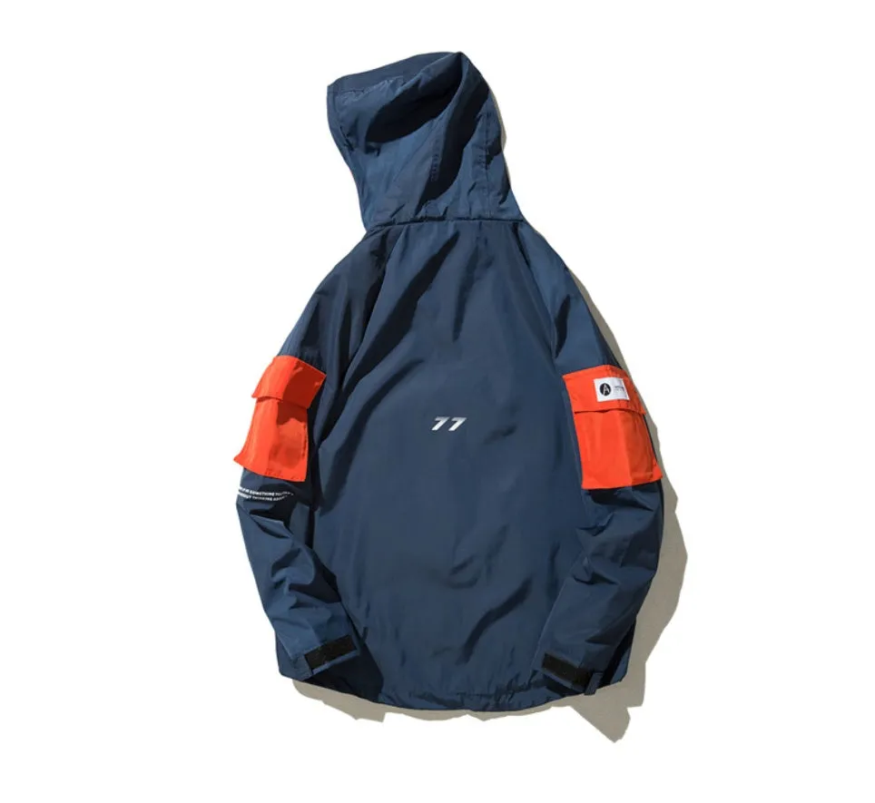 Jacket colorblock hooded windbreaker jacket