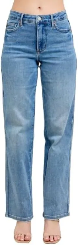 Judy Blue Mid Rise Tumm Control Vintage Wash Straight Jeans 88943