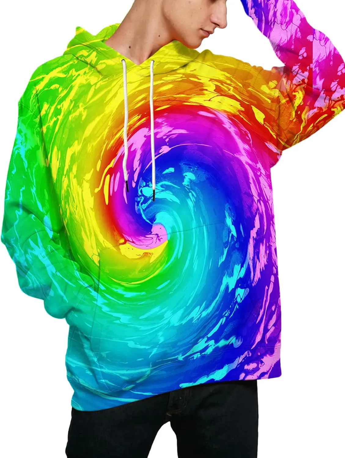 Linnhoy Unisex 3D Printed Hooded Sweatshirt Casual Pullover Hoodie with Big Pockets