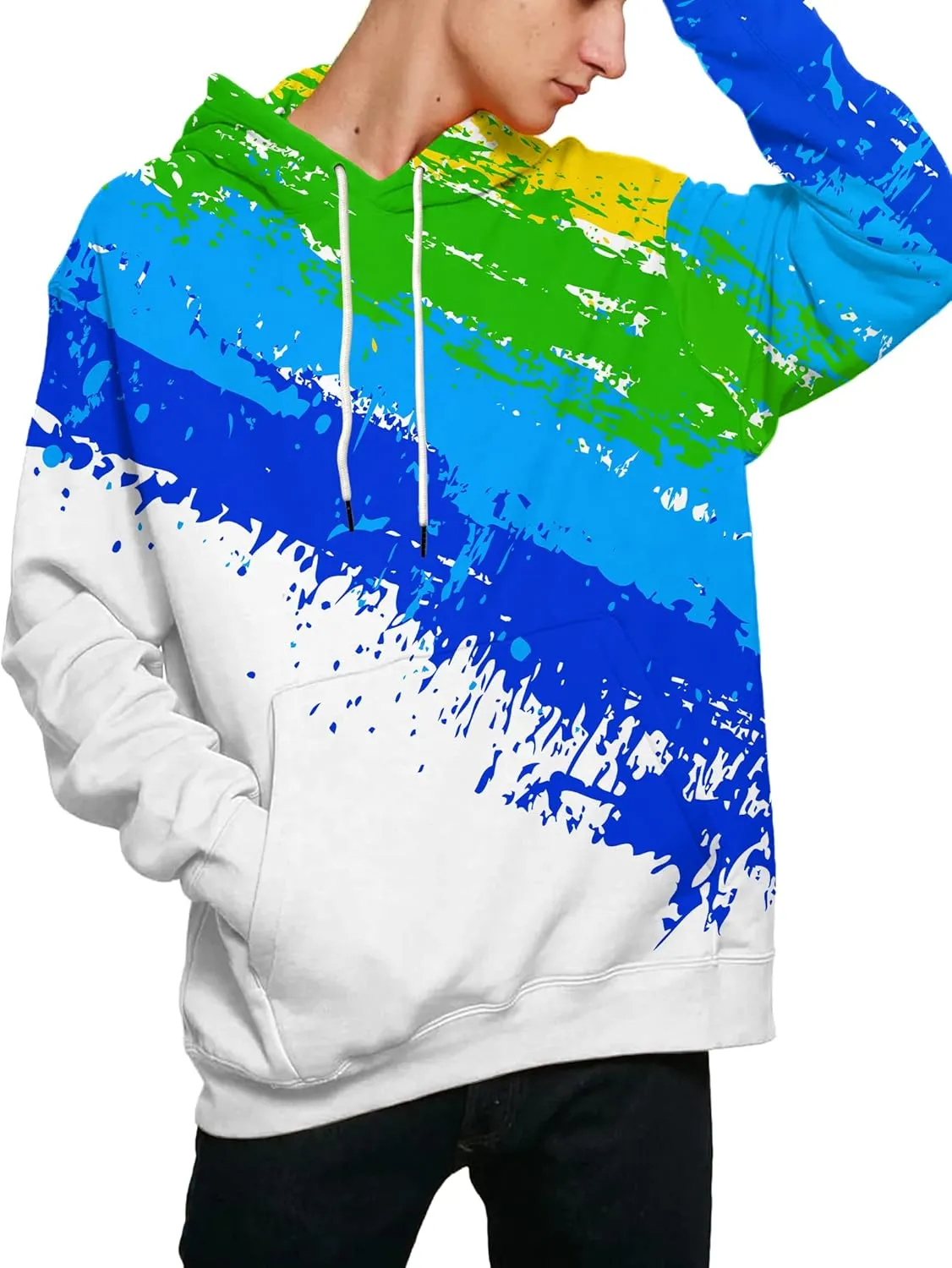 Linnhoy Unisex 3D Printed Hooded Sweatshirt Casual Pullover Hoodie with Big Pockets