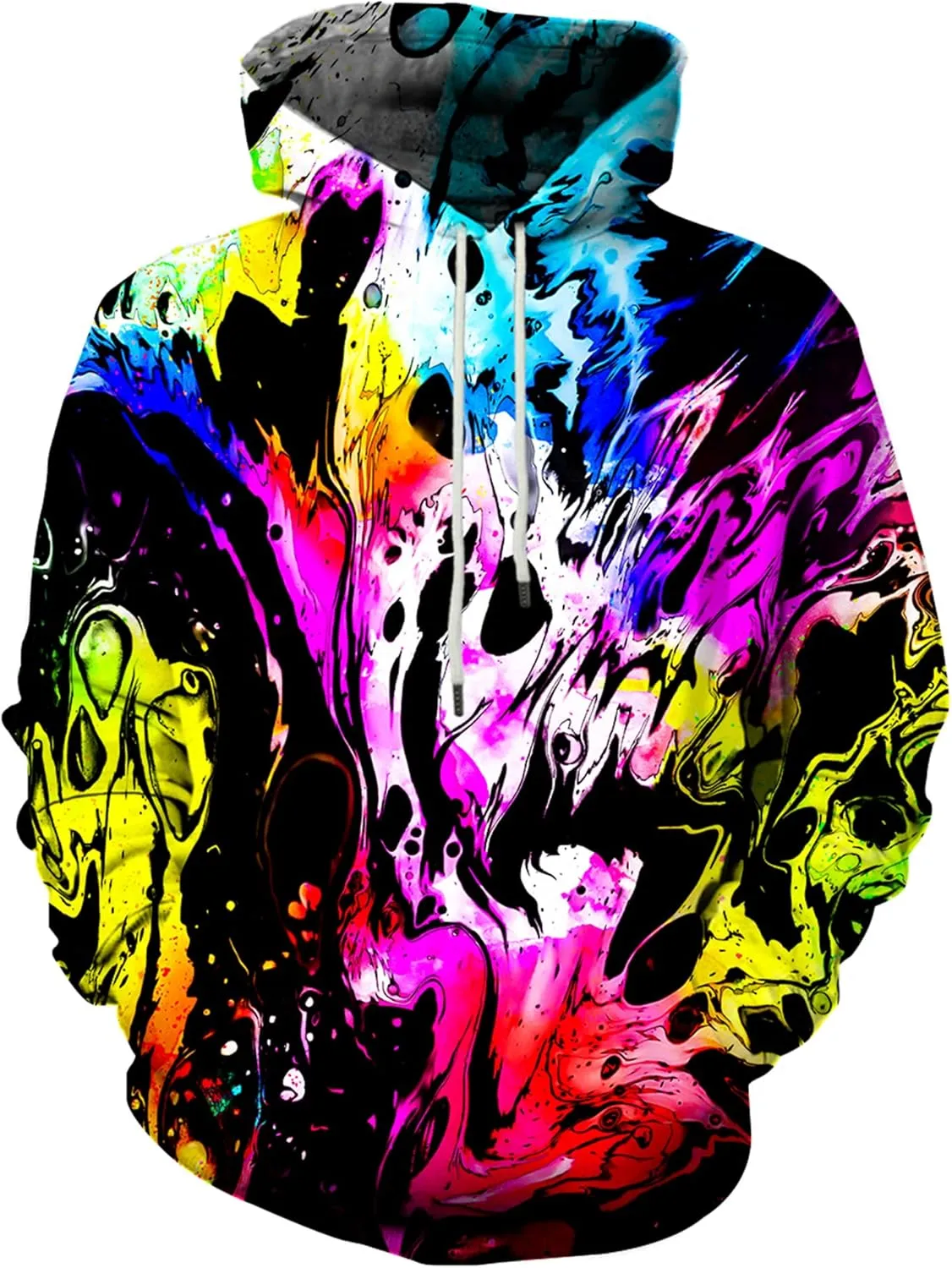 Linnhoy Unisex 3D Printed Hooded Sweatshirt Casual Pullover Hoodie with Big Pockets