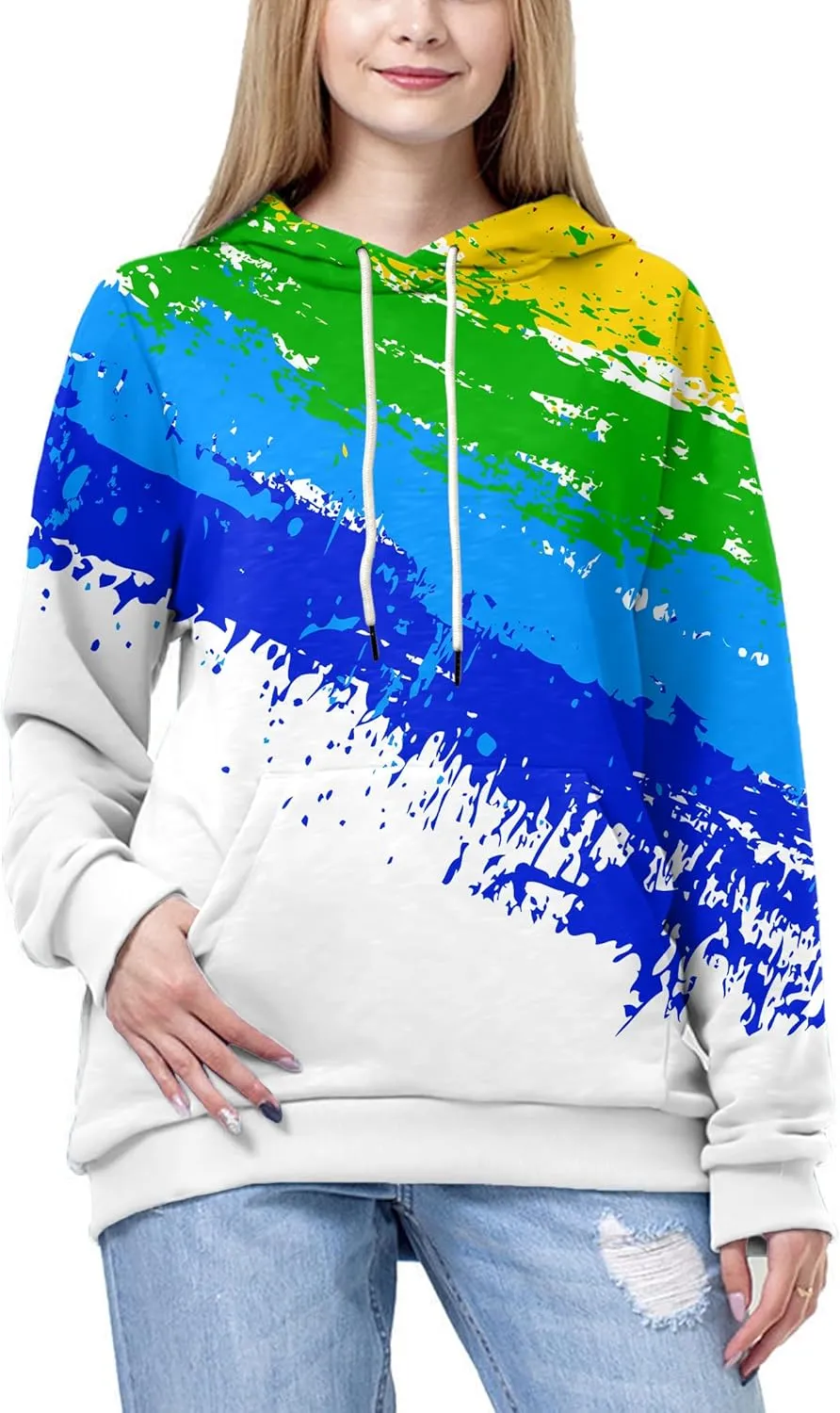Linnhoy Unisex 3D Printed Hooded Sweatshirt Casual Pullover Hoodie with Big Pockets