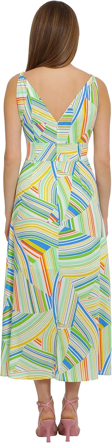 Maggy London Women's Bold Colorful Fun Printed Peached CDC Slip Dress