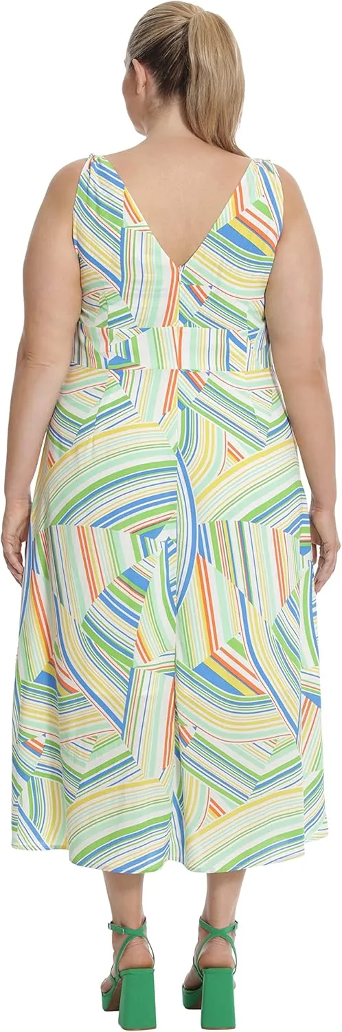 Maggy London Women's Bold Colorful Fun Printed Peached CDC Slip Dress