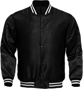 Mens Varsity Jacket Satin Polyester Retro Zip Casual Jackets