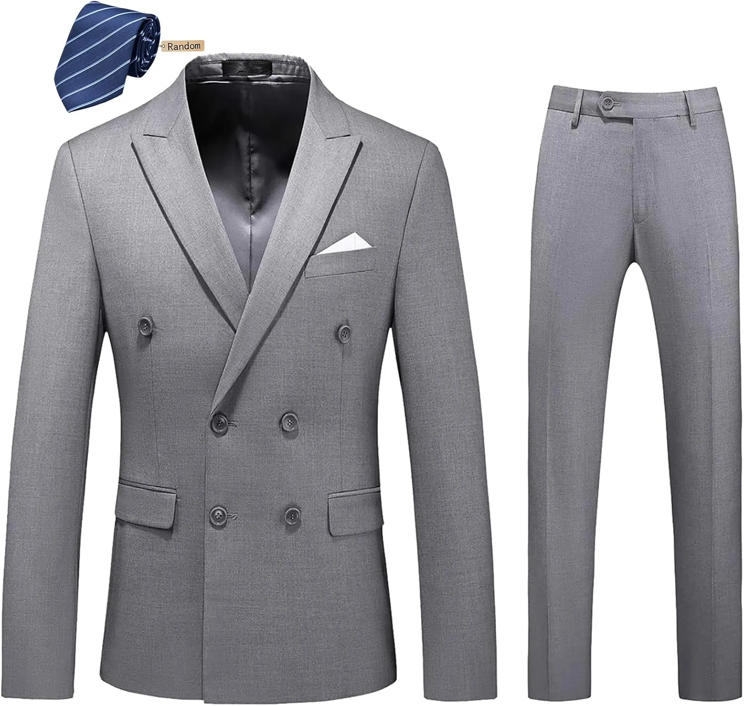 MOGU Mens 2 Piece Double Breasted Suit Slim Fit Tuxedo Blazer and Pants for Wedding Prom Homecoming