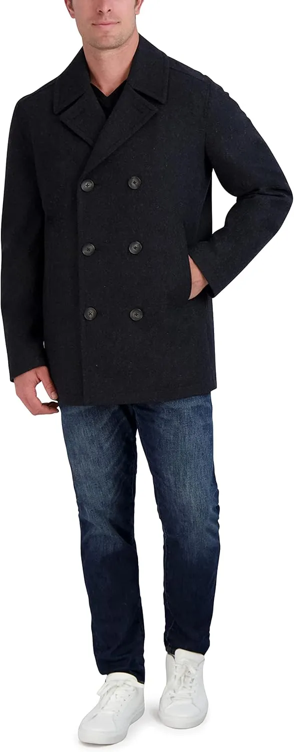 Nautica Men's Peacoat Wool Blend Double Breasted Winter Trench Coat