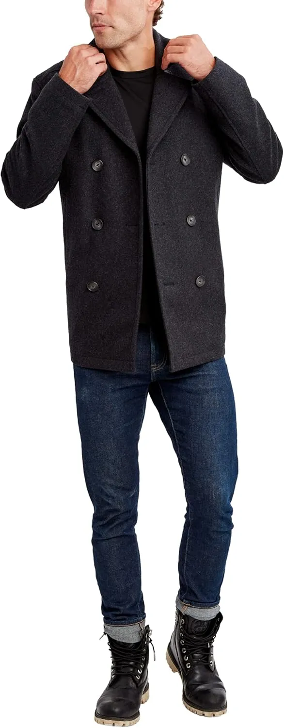 Nautica Men's Peacoat Wool Blend Double Breasted Winter Trench Coat