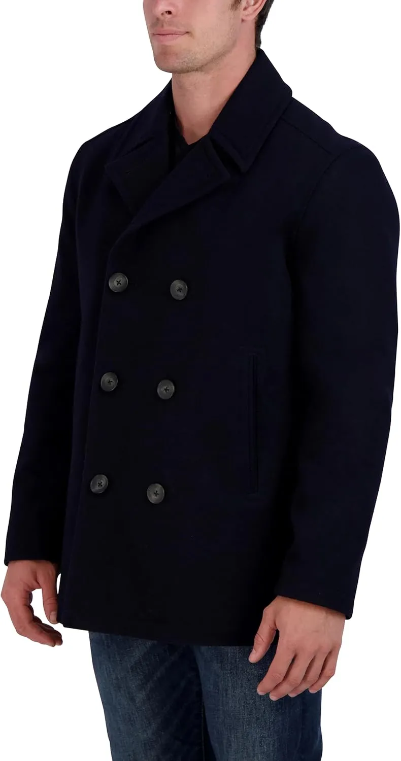 Nautica Men's Peacoat Wool Blend Double Breasted Winter Trench Coat