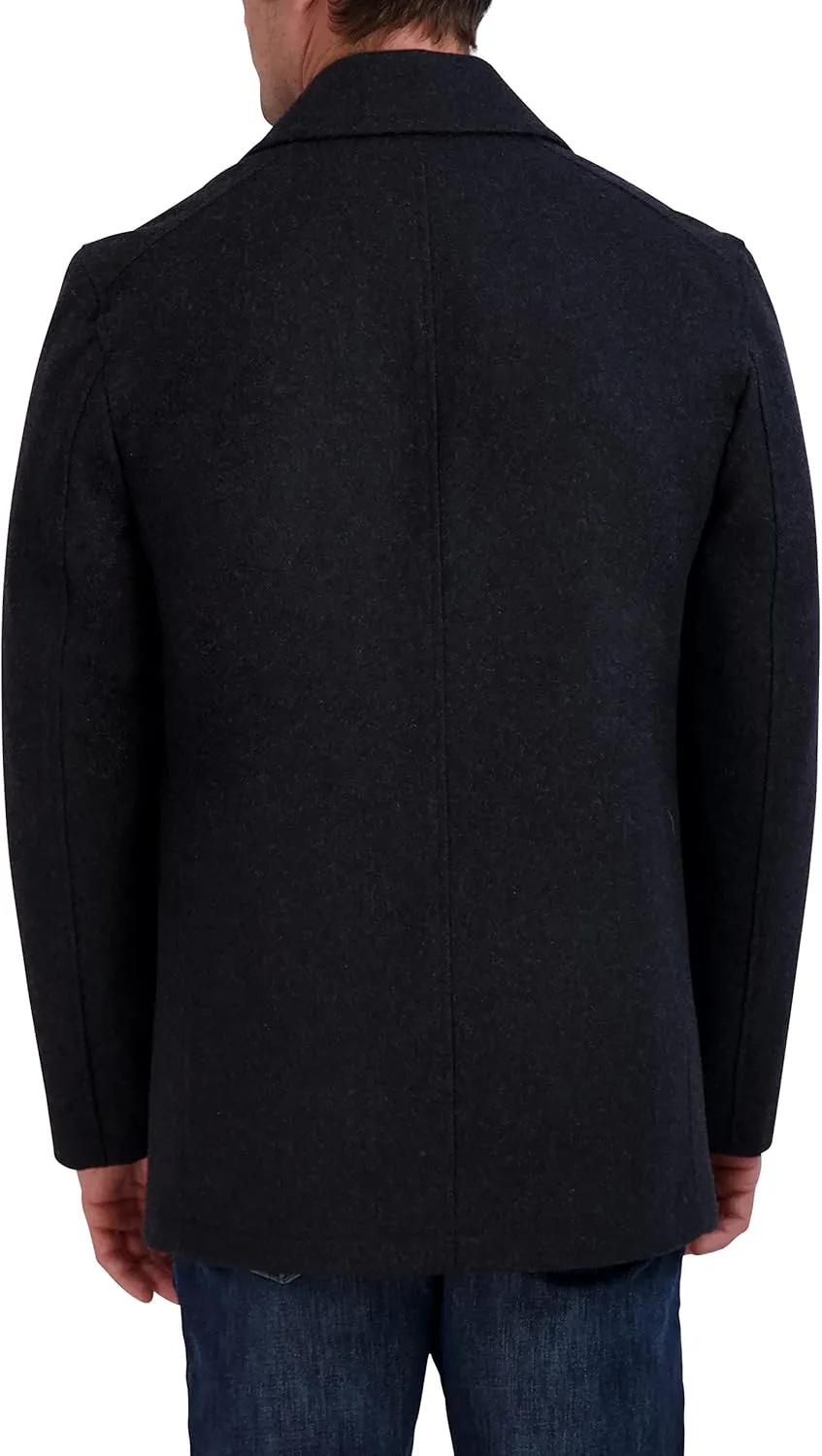 Nautica Men's Peacoat Wool Blend Double Breasted Winter Trench Coat