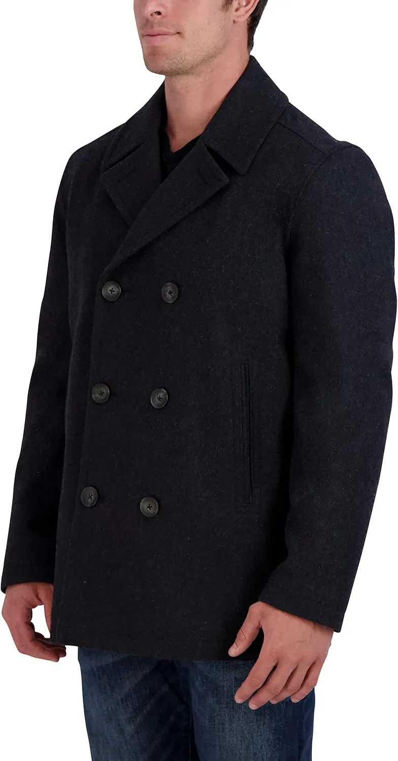 Nautica Men's Peacoat Wool Blend Double Breasted Winter Trench Coat