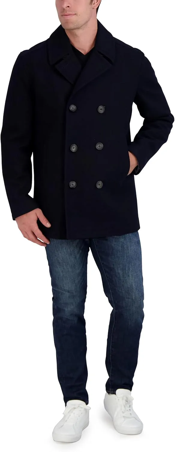 Nautica Men's Peacoat Wool Blend Double Breasted Winter Trench Coat