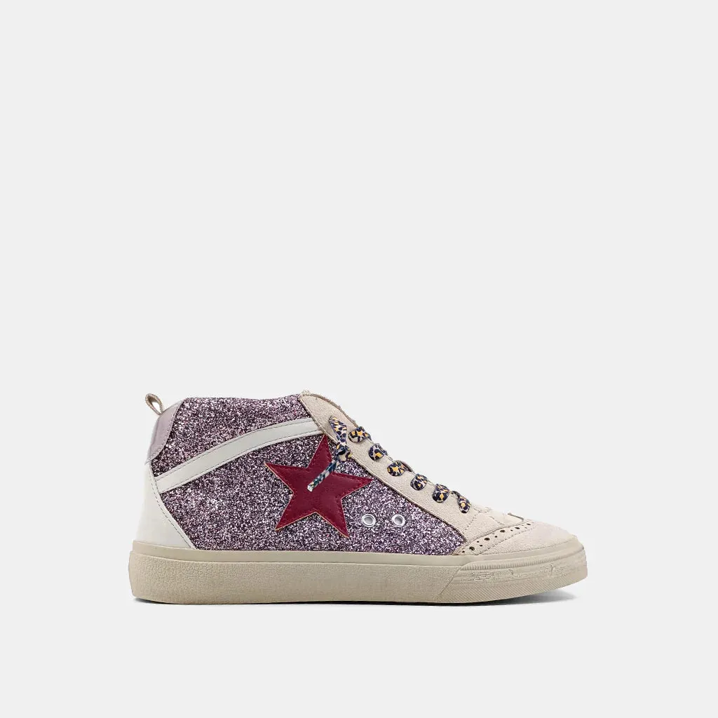 Paulina Pewter Glitter High Top Sneakers