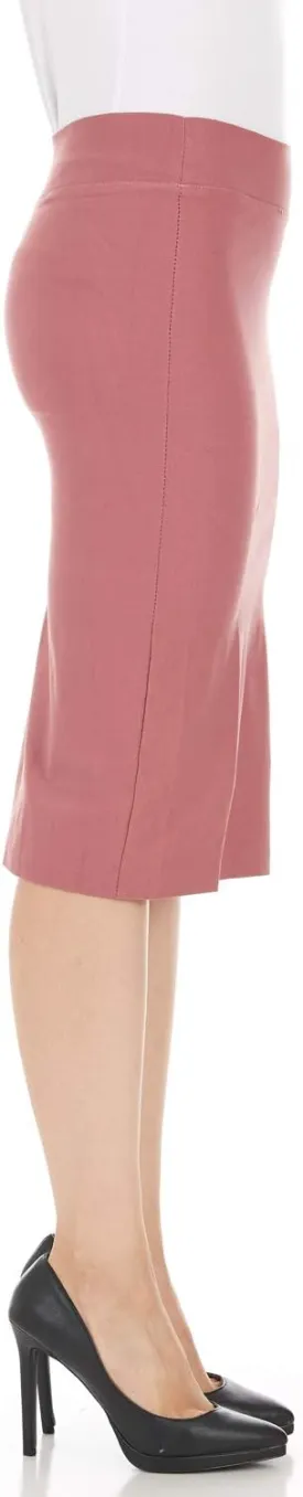 Pink Mints Women's High Waist Tummy Control Straight Stretch Pencil Skirt (Mauve, Medium)