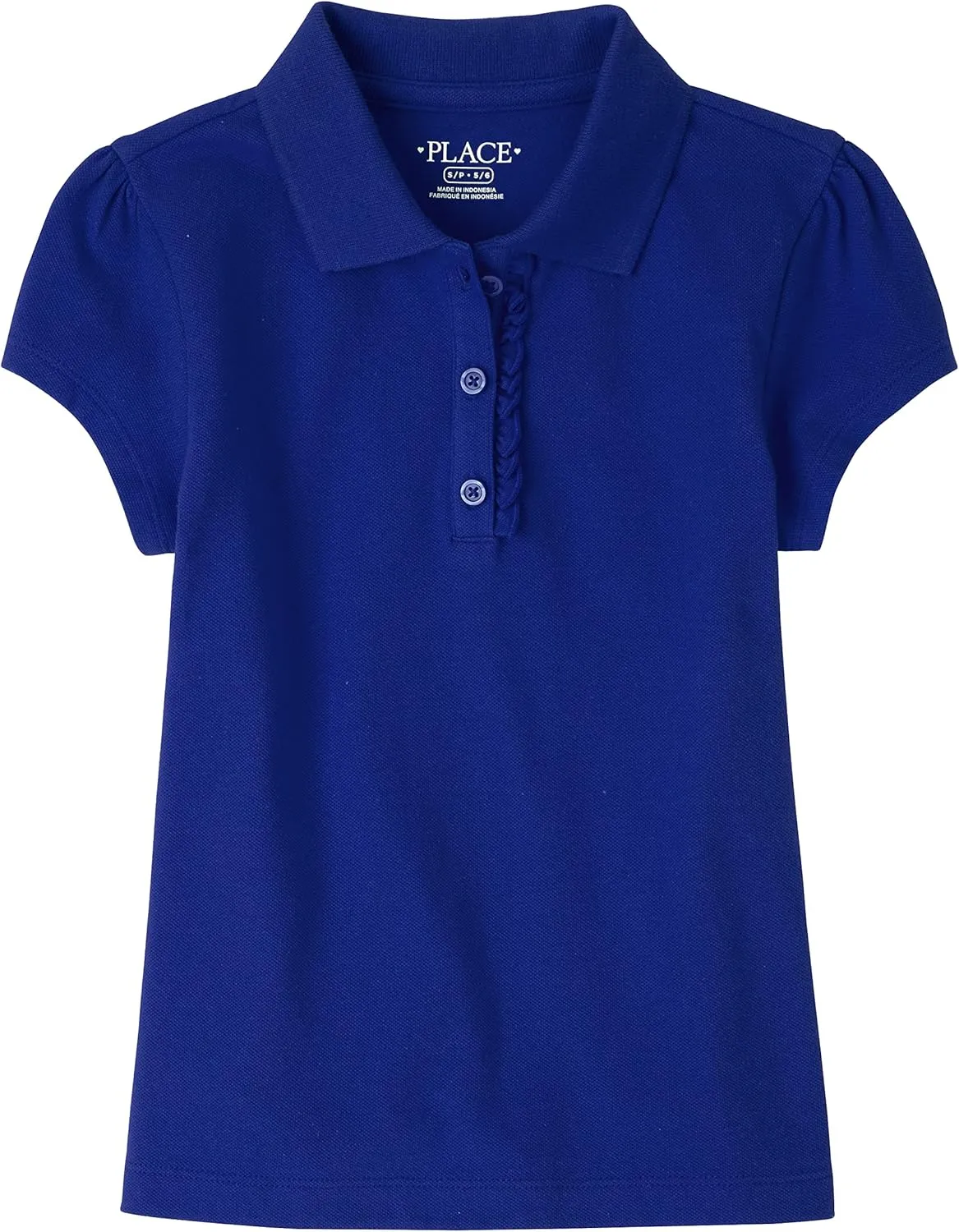 The Children's Place girls Uniform Ruffle Pique Polo Shirt, Renew Blue, L 10 12 US