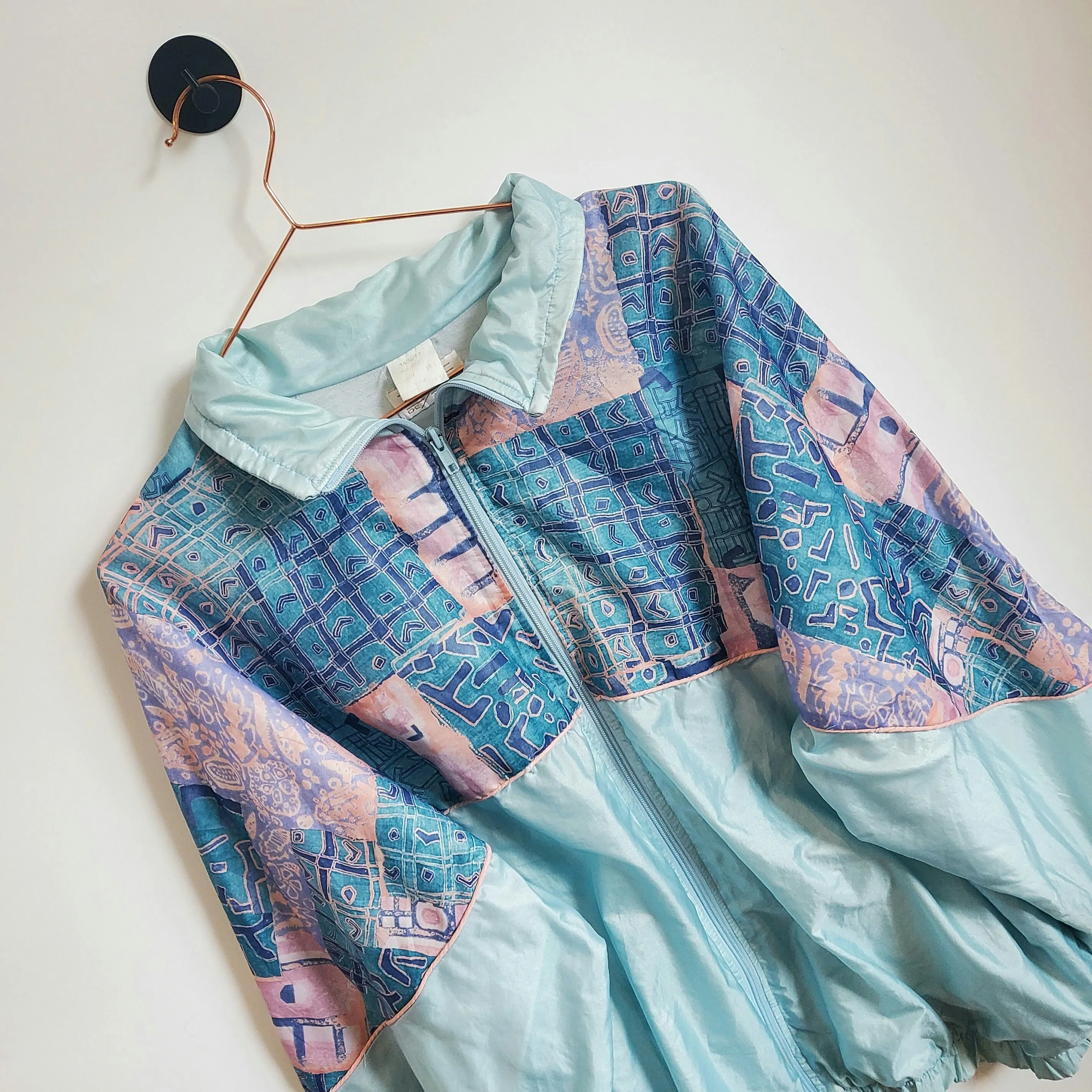 Vintage 90s Funky Print Windbreaker Jacket | Size 14