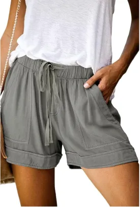 Womens Drawstring Shorts Summer Elastic Waist Casual Lightweight with Pockets