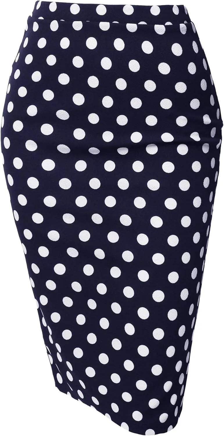 Women's Fitted Stretch Printed High Waist Midi Pencil Skirt