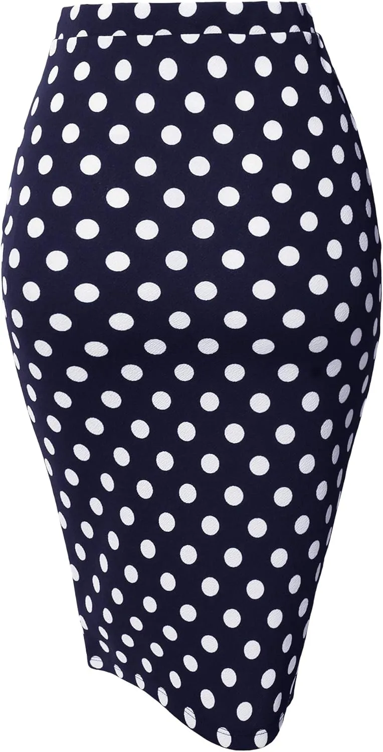 Women's Fitted Stretch Printed High Waist Midi Pencil Skirt