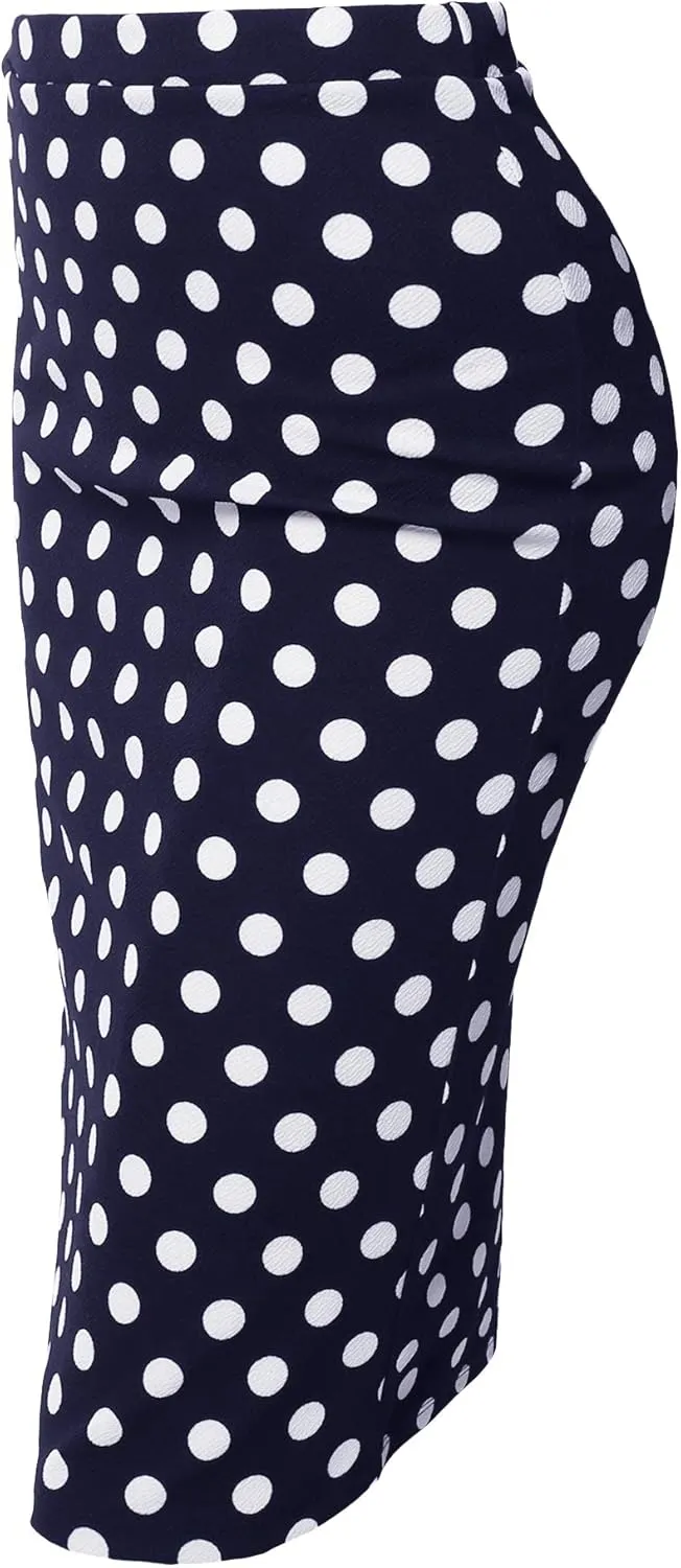 Women's Fitted Stretch Printed High Waist Midi Pencil Skirt