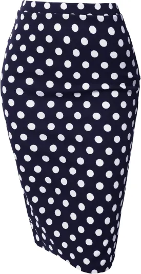 Women's Fitted Stretch Printed High Waist Midi Pencil Skirt